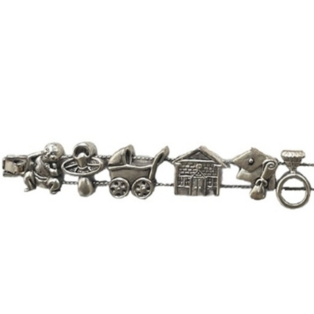 Precious Child Blessings Silver Charm Bracelet Chunky Infinity Slide Mom Grandma